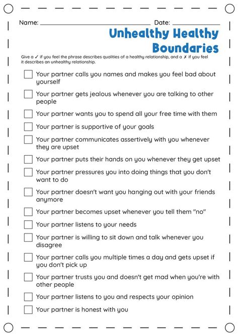 Healthy Vs Unhealthy Relationships Worksheets, Sensory Worksheets, Boundaries List, Healthy Boundaries Worksheets, Boundaries Activities, Healthy Vs Unhealthy Relationships, Boundaries Worksheet, Relationship Dynamic, Relationship Worksheets