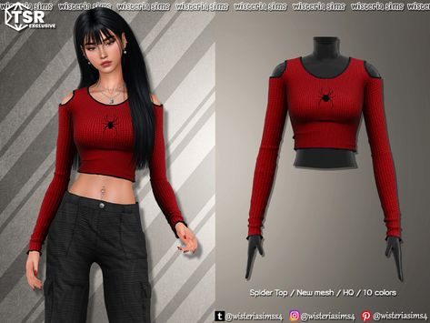 Sims 4 Cc Thesimsresource, The Sims Resource Clothing, The Sims 4 Cc Top, Hydra Aesthetic, Cc Top, Spiderman Outfit, Pelo Cafe, Magic Clothes, Marvel Clothes