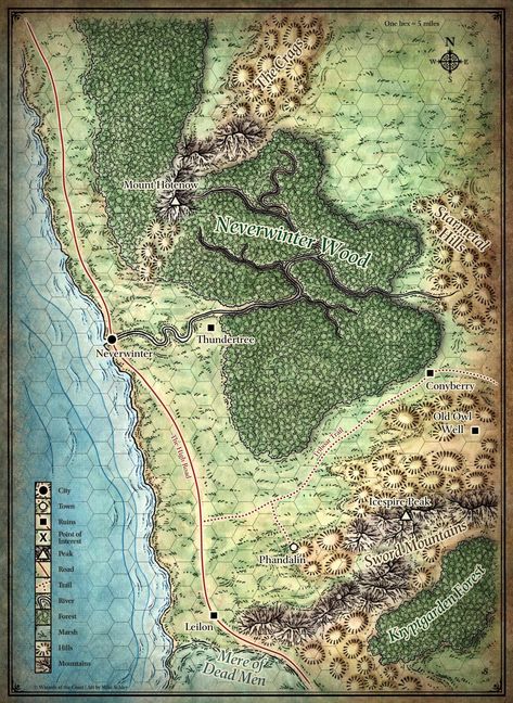 neverwinter map - Album on Imgur Lost Mines Of Phandelver, Hex Map, Dnd World Map, Fantasy World Map, Tabletop Rpg Maps, Unique Maps, Rpg Map, Forgotten Realms, D D Maps