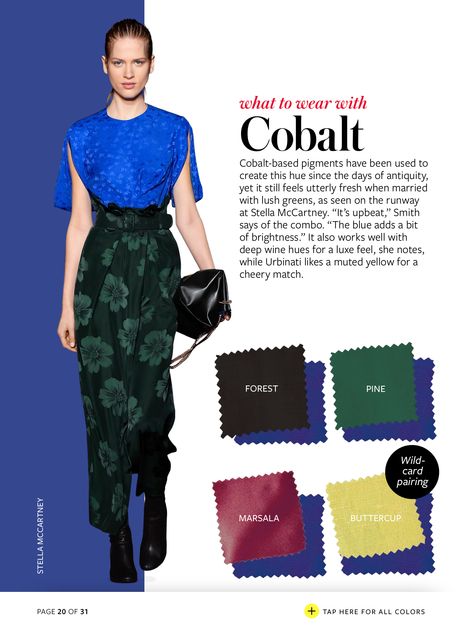 Cobalt Color Crash Course, Instyle Color Crash Course, Colour Combinations Fashion, Winter Typ, Color Combinations For Clothes, Color Balance, Rock Chic, Color Pairing, Color Analysis