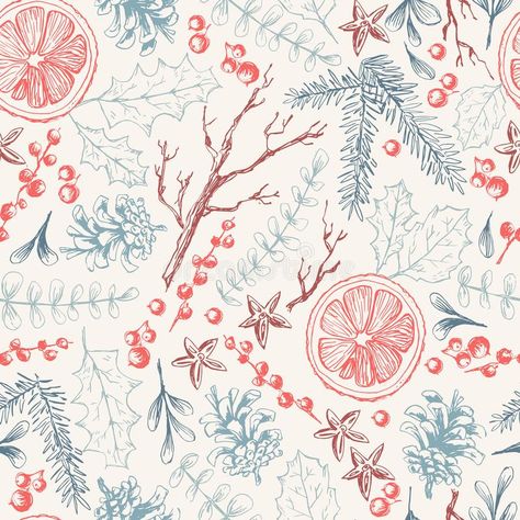 Christmas Popurri, Christmas Oranges, Christmas Pattern Illustration, Menu Illustration, Christmas Branches, Christmas Graphic Design, Japan Illustration, Winter Plants, Retro Background