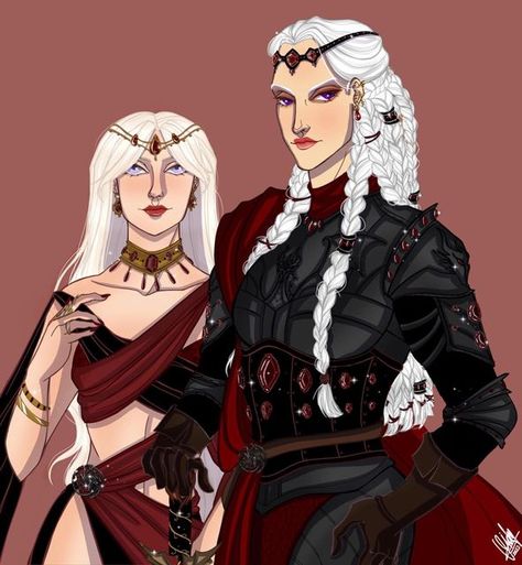 Rhaenys And Visenya, Daenerys Targaryen Hair Color, Rhaegar And Lyanna, Portrait Studies, Kingdom Woman, Dragon House, George Rr Martin, Targaryen Art, Asoiaf Art