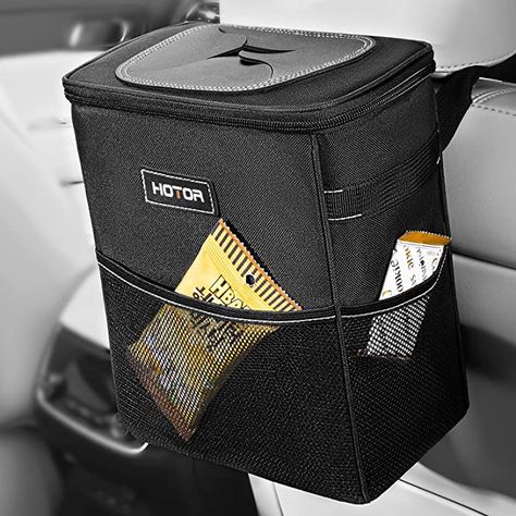 Amazon.com: HOTOR Car Trash Can with Lid and Storage Pockets, 100% Leak-Proof Car Organizer, Waterproof Car Garbage Can, Multipurpose Trash Bin for Car - Black : Automotive Bin For Car, Car Garbage Can, Car Interior Organization, Trash Can With Lid, Car Cooler, Car Garbage, Car Trash Can, Car Trash Bag, Trash Containers