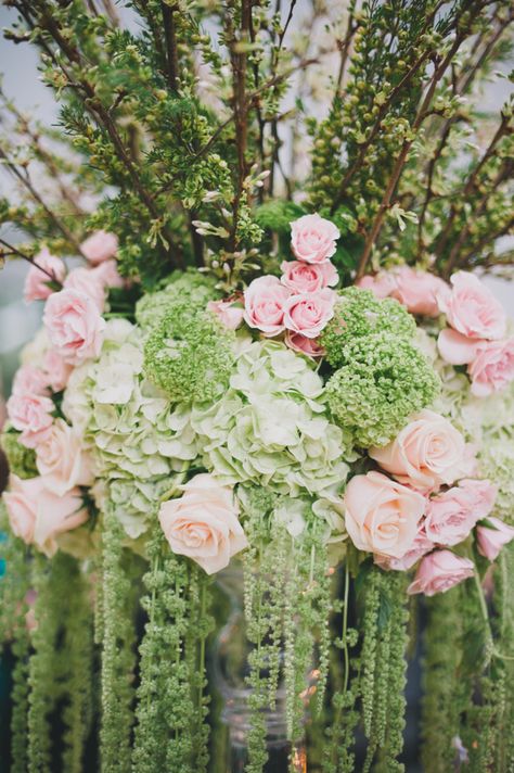 Green Wedding Arrangements, Pink And Green Wedding, Pink Green Wedding, Anne Barge, Green Themed Wedding, Wedding Reception Flowers, Pink Wedding Theme, Reception Flowers, Los Angeles Wedding