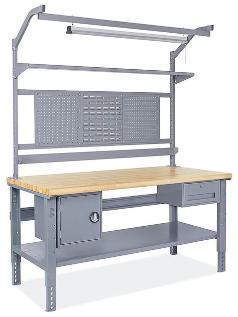 Metal Work Bench, Woodworking Plans Workbench, Garage Workbench Plans, Garage Storage Inspiration, Workbench Designs, Garage Furniture, Workbench Plans Diy, Building A Garage, Tool Storage Diy