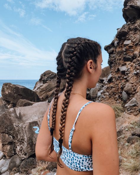 Boracay Braided Hair, Braids For Brunettes, Hairstyle For Vacation, Beach Braid Hairstyles, Water Park Hair, Vacay Braids, Island Hairstyles, Beach Hair Braids, Island Braids