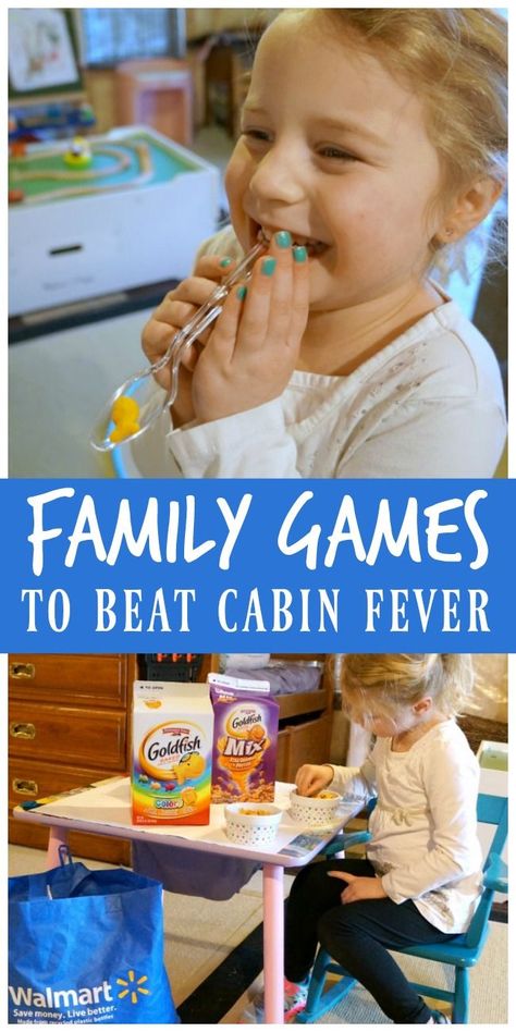 Family games to beat cabin fever, indoor family fun. #ad #GoldfishGameTime @walmart Christian Party Games, Game Night Ideas Family, Cabin Activities, Fun Family Games, Family Games Indoor, Family Games To Play, Birthday Games For Kids, Kids Party Inspiration, Funny Party Games