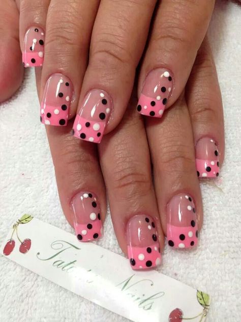 French and dots Spotty Nails, Nails Design Fall, Thanksgiving Nails Design Fall, Everyday Nails, Polka Dot Nail Designs, Accent Nail Designs, Kids Nail Designs, Cheetah Print Nails, Dot Nails