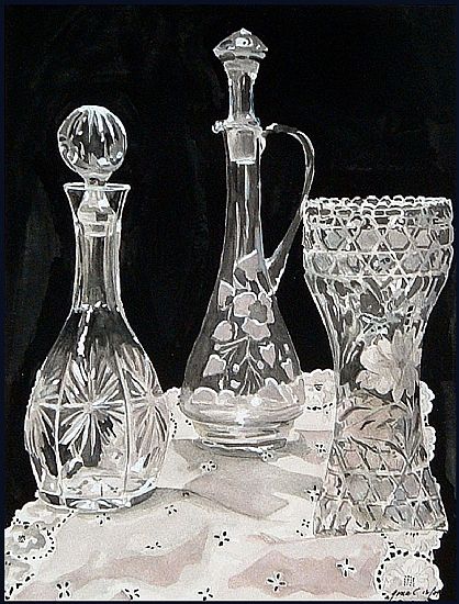 Gina C Miller Reflective Objects, Crystals Watercolors, Painting Competition, Crystal Glasses, Still Life Drawing, Artwork Images, Photorealism, Art Instructions, Art Appreciation