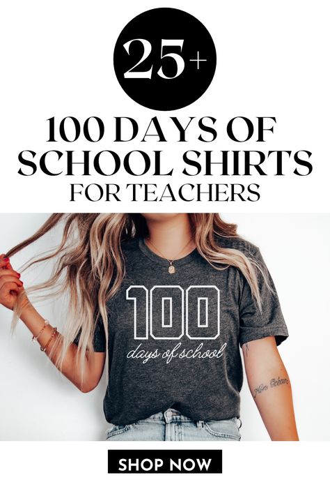 If you're looking for the perfect way to celenbrate the 100th Day of School with your students, you've got to shop this adorable collection of shirts perfect for any the 100 Days of School celebration. Whether you're a teacher, school librarian, school secretary or the principal, having the perfect 100 Days shirt will definitely get your 100th Day Celebration off to the right start. #teachershirts #shirtsforteacher #100DaysOfSchool #100thDayofschool #schoolshirt #teachergift 100 Days Of School Shirts, School Shirts For Teachers, 100 Days Shirt, Shirts For Teachers, School Secretary, 100 Day Celebration, School Celebration, Teacher School, School Librarian