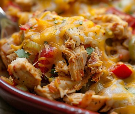 Fajita Chicken Casserole Fajita Chicken Casserole, Shredded Cooked Chicken, Fajita Casserole, Fajita Seasoning Mix, Fajita Chicken, Chicken Fajita Casserole, Food Thanksgiving, Creamy Broccoli Soup, Broccoli Soup Recipes