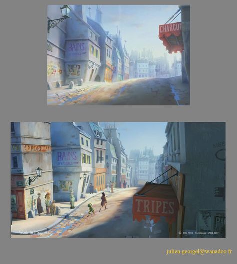 A Monster in Paris concept art, illustrated by Julien Georgel Paris Concept Art, A Monster In Paris, Monster In Paris, Game Illustration, Game Concept Art, Game Concept, Animation Background, Concept Art, Favorite Movies