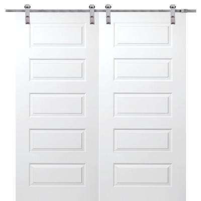 60 in. x 80 in. Rockport Smooth Composite Double Barn Door with Sliding Door Hardware Kit Interior Barn Door Hardware, Double Sliding Barn Doors, Barn Door Kit, Double Barn Doors, Door Hardware Interior, Doors And Hardware, Solid Core, Sliding Door Hardware, French Doors Interior