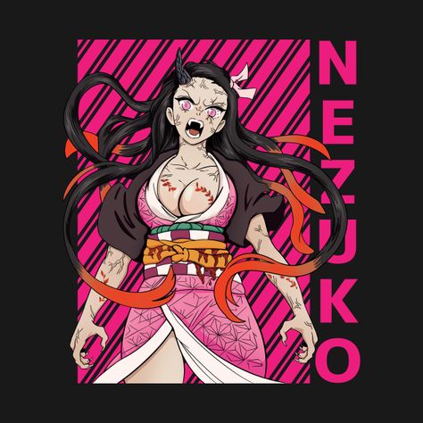 Demon Slayer Nezuko, Japanese Pop Art, Anime Friendship, Print Design Art, Super Mario Art, Anime Tshirt, Graphic Poster Art, Anime Tees, Demon King Anime