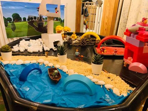 Magpied from Bears & Gracie's Childminding on Facebook Paw Patrol Tuff Tray Ideas, Paw Patrol Tuff Tray, Monster Truck Tuff Tray, Small World People Tuff Tray, Marvellous Me Tuff Tray, Paw Patrol Figures, Tuft Tray Ideas Messy Play, Tuff Tray, Paw Patrol