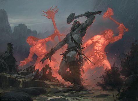 Warchief Giant, Slawomir Maniak on ArtStation at https://www.artstation.com/artwork/P4xy8 Mtg Commander, Mtg Art, Dungeons And Dragons Classes, Fantasy Collection, Creature Concept Art, Magic Art, Wizards Of The Coast, Monster Art, Environment Concept Art