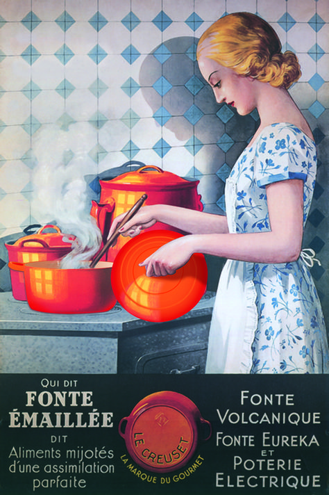 In 1935 Le Creuset launched their first radio and print advertising campaign to promote the benefits of cooking with enameled cast iron, which have remained the same: great heat retention and even heat distribution ensuring a delicious meal time after time. Le Creuset Colors, Le Creuset Cast Iron, Le Creuset Cookware, The Crucible, Welcome To My House, Bake Off, Retro Advertising, Pip Studio, Cast Iron Cookware