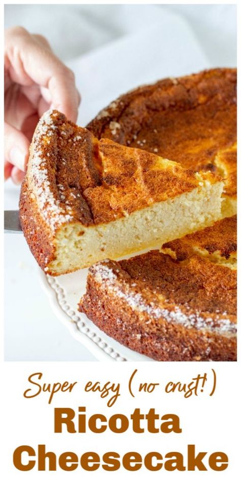 Ricotta Recipes Dessert Easy, No Bake Ricotta Cheesecake, What Can I Make With Ricotta Cheese, Keto Ricotta Cheesecake, Ricotta Cheese Recipes Dessert Easy, Ricotta Dishes, Ricotta Cheesecake Recipes, No Crust Cheesecake, Ricotta Cheese Recipes Dessert