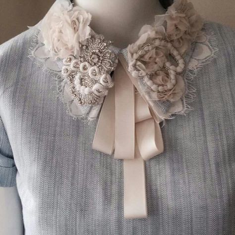 Race Day Fashion, Sewing Collars, Frock And Frill, Blouse Casual Fashion, Embellished Collar, Fiber Jewelry, Embroidered Collars, Pink Collars, Collar Designs