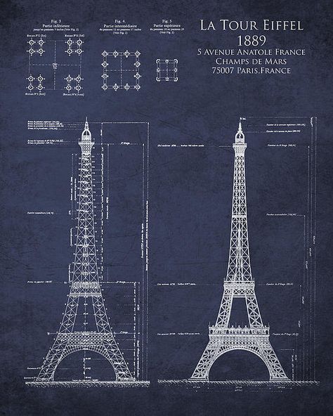 Eiffel Tower Architectural Blueprint Poster By Sara Harris Descriptive Geometry, Architectural Blueprint, Architecture Blueprints, Eiffel Tower Print, Blue Ceilings, Blueprint Art, Im Blue, Skyscraper Architecture, Blue Prints