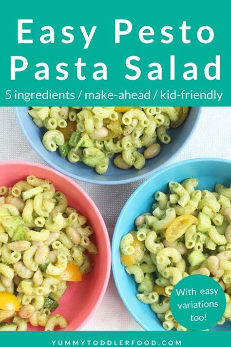 Made with just a few simple ingredients, this fresh and flavorful Pesto Pasta Salad is an easy family meal that takes just 20 minutes! #pestopastasalad #pastasaladrecipe #toddlerfood #toddlermeal Quick Family Dinner Ideas, Pasta Salad For Kids, Easy Pesto Pasta, Daycare Meals, Quick Family Dinners, Healthy Pasta Salad, Cold Lunch, Toddler Lunch, Toddler Food Ideas