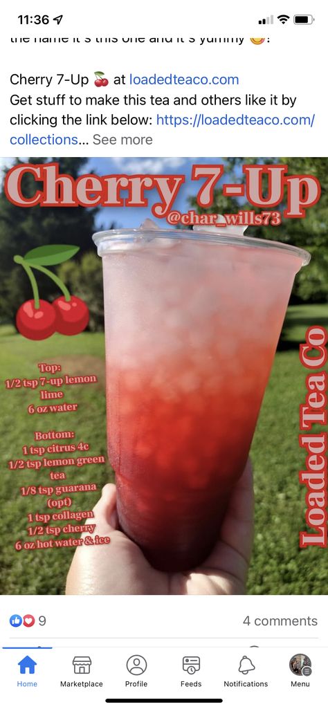 Cherry Loaded Tea, Mountain Dew Loaded Tea, Coffee Protein Shakes, Flavored Teas, Herbalife Tea Recipes, Loaded Tea Recipes, Energy Tea Recipes, Tea Recipes Diy, Herbalife Tea