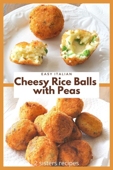 Cheesy Rice Balls, Cheesy Rice, Italian Cuisine Recipe, Delicious Appetizers, 2 Sisters, Vegetarian Side Dishes, Risotto Recipes, Rice Balls, Best Side Dishes