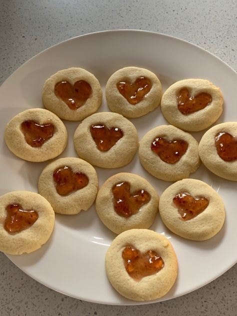 Thumbprint Cookies Aesthetic, Mandm Cookies, Aesthetic Cookies, Pinterest Cookies, Cookie Glaze, Fairy Food, Bakery Foods, Fairy Tea Parties, Orange Cookies