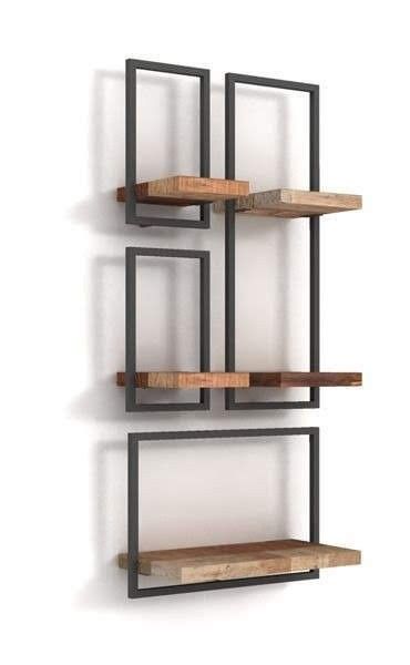 Diy Industrial Furniture, Home Decor Shelves, Industrial Design Furniture, Masonry Wall, Vintage Industrial Furniture, Metal Furniture Design, Shelf Design, Metal Furniture, Industrial Furniture