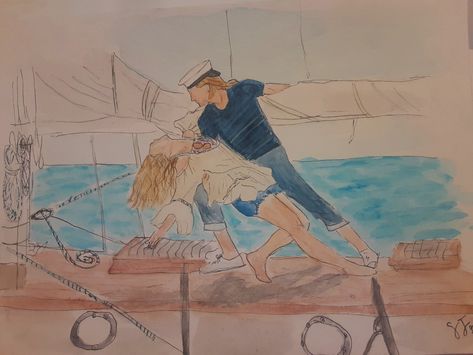 Mamma mia 2 scene watercolor paiting Mama Mia Fanart, Mamma Mia Sketch, Mamma Mia Watercolor, Mamma Mia Fanart, Mamma Mia Drawing, Mamma Mia Painting, Mamma Mia Art, Mamma Mia 2, Movies Fanart