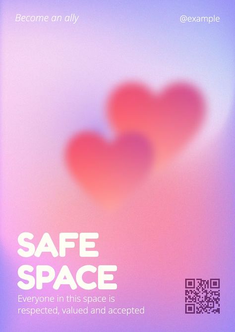 Safe space poster template | free image by rawpixel.com Safe Space Aesthetic, Gradient Poster Design, Safe Space Poster, Poster Template Free, Space Poster, Awesome Designs, Abstract Illustration, Love And Pride, Purple Abstract