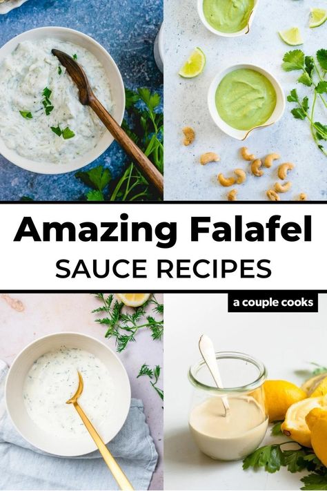 Falafel Sauce Recipe, Falafel Sauce, Falafel Waffle, Best Falafel, Greek Sauce, Creamy Cilantro Dressing, Falafel Burgers, Falafel Sandwich, Cucumber Sauce