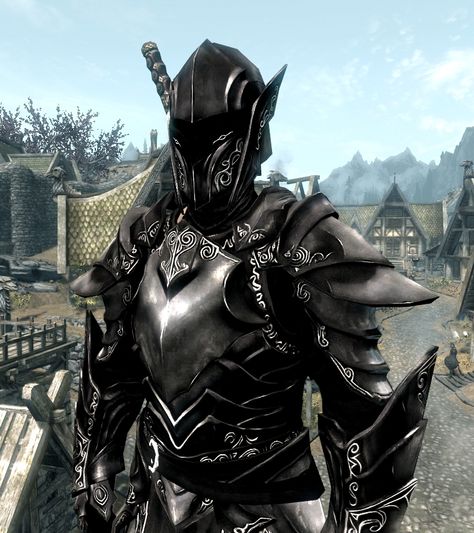 Skyrim Ebony Armor, Ebony Armor, Armor Template, Skyrim Armor, Skyrim Art, Digital Wave, Elder Scrolls Art, Medieval Armor, Fantasy Armor