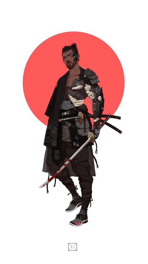 Cyberpunk Art Male, Cyberpunk Tattoo, Ronin Samurai, Urban Samurai, Art Cyberpunk, Samurai Artwork, Ninja Art, Arte Cyberpunk, Cyberpunk Character