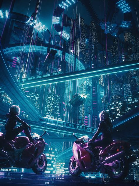 ArtStation - bikers Style Cyberpunk, 2560x1440 Wallpaper, Futuristic Aesthetic, Sci Fi City, New Retro Wave, Cyberpunk Aesthetic, Cyberpunk City, Arte Cyberpunk, Fantasy City