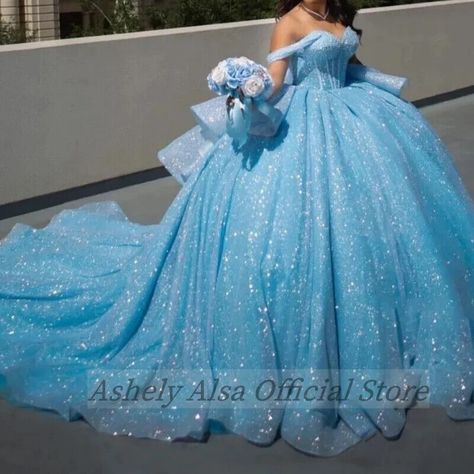 Quinceanera Dresses Sparkling Sequined Sky Blue Off Shoulder Ball Gowns Sweet 16 | eBay Extra Quinceanera Dresses, Blue Glitter Ball Gown, Light Blue Sweet 16 Dresses, Royal Blue Quinceanera Theme, Baby Blue Quinceanera Dresses, Ball Gowns Sweet 16, Light Blue Ball Gown, Cinderella Quinceanera Dress, Light Blue Quince Dresses