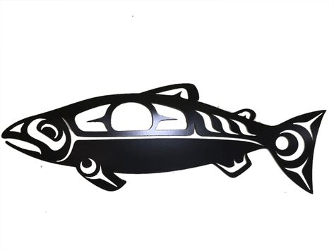 Coast Salish Salmon – The Cuckoo's Nest Pacific Salmon, Wall Carvings, Pacific Northwest Art, Salmon Bowl, Northwest Coast, Island Design, Indigenous Art, Native Art, Family Crest