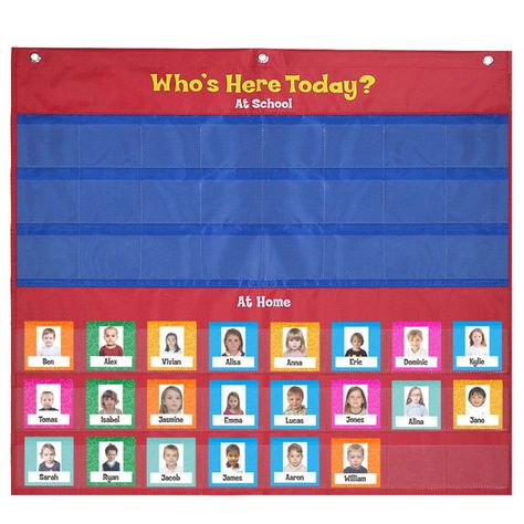 PRICES MAY VARY. ✾ Premium Material: Made of high quality durable nylon material. Included 72 pcs cards. ✾ Wide Application: Perfect for classroom, school, kindergarten, preschool, daycare, elementary school. Helps teacher being able to keep track of kids that are present at school. ✾ Product Dimensions: Pocket chart size 29" x 27", cards size 2.7" x 2.7". Standard size for save space. ✾ Teaching Tools: Locate and move their figure to show who's here and who's not. ✾ Colorful Cards: Bright light Who's At School Today Chart, Attendance Chart For Preschool, Who's Here Today Preschool Chart, Whos Here Today Chart Preschool, Attendance Chart For Kindergarten, Who Is Here Today Preschool Chart, Appreciation Chart For Classroom, Attendance Chart Preschool Ideas, Preschool Attendance Chart