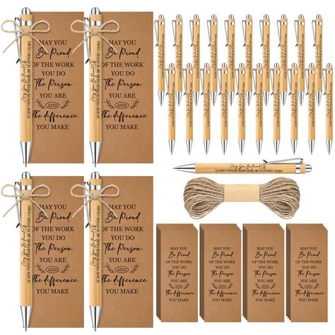 PRICES MAY VARY. Abundant Appreciation Pack: experience the joy of sharing appreciation with an abundant pack containing 30 bamboo inspirational pens, 30 thank you cards, and 1 roll of twine rope, catering to diverse needs, this comprehensive set serves as a morale booster for your employees, making them feel valued and appreciated Ideally Sized Tokens of Gratitude: the graceful thank you pens measure about 5.39 x 0.43 inches/ 13.7 x 1.1 cm, and the thank you cards measure about 5.91 x 2.36 inch Thank You Tokens Ideas, Prayer Breakfast Program, Teacher Appreciation Bookmark, Church Volunteer Appreciation Gifts, Relief Society Christmas Gifts, Relief Society Christmas, Team Office, Volunteer Appreciation Gifts, Employee Christmas Gifts