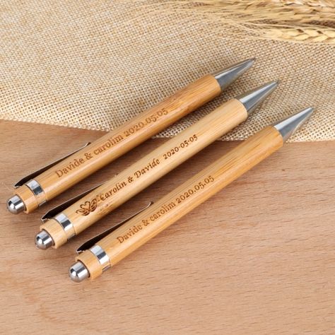 Unique Wedding Gift Ideas, Bamboo Pen, Wedding Favors And Gifts, Wedding Gift Ideas, Wedding Party Supplies, Custom Pens, Unique Wedding Gifts, Wedding Gift Favors, Ballpoint Pens