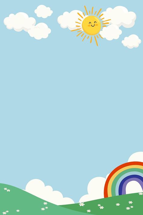 Download premium vector of Summer border collage element, cute cartoon illustration vector by Warapon about rainbow, summer, sun, rainbow border, and drowing rainbow 6590084 Summer Borders Frames, Kids Background Templates, Kids Background Wallpapers, Cartoon Border Design, Cute Templates Background, Cartoon Art Background, Preschool Background, Cartoons Background, Background Kindergarten