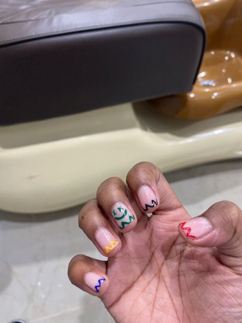 short masc nails Masc Lesbian Nails Ideas, Lesbian Nails Acrylic Two Short, Short Masc Nails, Tomboy Nails Ideas, Rounded Nails Long, Masc Nails Designs, Tomboy Nails, Lesbian Nails, Masc Nails