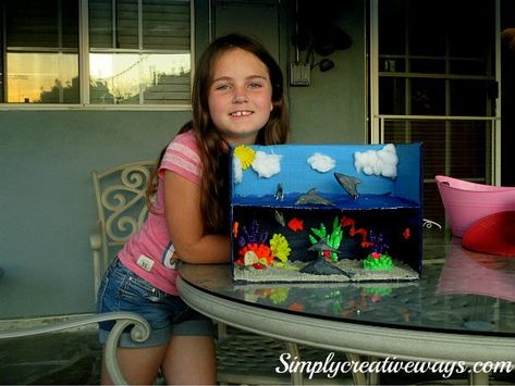 Dolphin Diorama, Habitat Projects, Shoebox Diorama, Party Invitations Ideas, Dolphin Project, Dolphin Habitat, Ocean Diorama, Different Blue Colors, Body Description