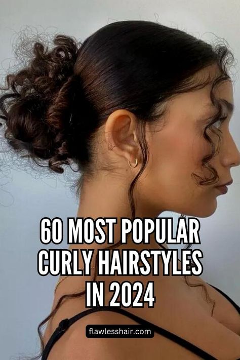 Sleek Messy Bun For Curly Hairstyles Sleek Messy Bun, Bun Curly Hair, Messy Bun Curly Hair, Off Duty Model Look, Glam Waves, Cute Curly Hairstyles, Messy Buns, Model Look, Hair Down