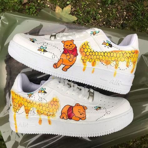 Nike Air Force 1 Men, Tech Storage, Pooh Winnie, Cartoon Shoes, Unique Sneakers, Air Force 1 Custom, Disney Shoes, Custom Air Force 1, Cute Nike Shoes