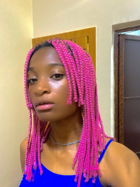 Hime Cut Box Braids, Hime Cut Braids, Color Braids, Hime Cut, Knotless Braids, Braids Hairstyles, Box Braids, Pink Hair, Hair Inspo