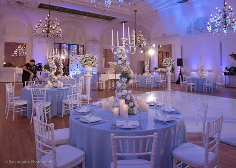 David Tratua's TV show CELEBrations filmed the fanciest baby shower inside The Palm Court at The Alexandria Ballrooms. 15 Party Ideas Quinceanera, Blue Quinceanera Ideas, Sweet 16 Cinderella Theme, Blue Quinceanera Theme, Baby Blue Quinceanera, Cinderella Quinceanera Themes, Light Blue Quince, Cinderella Sweet 16, Cinderella Quinceanera