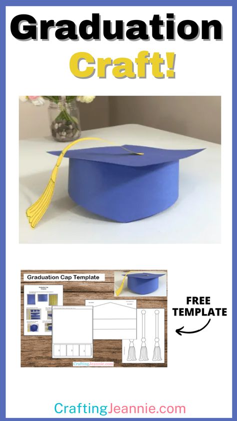 Make this easy Paper graduation cap for preschoolers and kindergarteners. Get the free template which makes this graduation craft so simple. It's perfect for your classroom graduation party, preschool graduation, kindergarten graduation and daycare graduation. Graduation Cap Diy Paper, Paper Graduation Cap, Graduation Cap Template, 3d Graduation Cap, Daycare Graduation, Graduation Crafts Preschool, Preschool Graduation Theme, Kindergarten Graduation Decorations, Cap Template