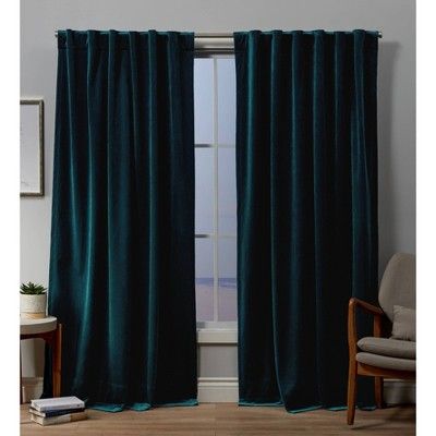 Read reviews and buy 84"x54" Velvet Back Tab Light Filtering Window Curtain Panels Teal - Exclusive Home at Target. Choose from contactless Same Day Delivery, Drive Up and more. Teal Interior Design, German Apartment, Bedroom Magic, Teal Curtains, Teal Bedroom, Christian Birthday, Gorgeous Places, Tab Curtains, Loft Bedroom