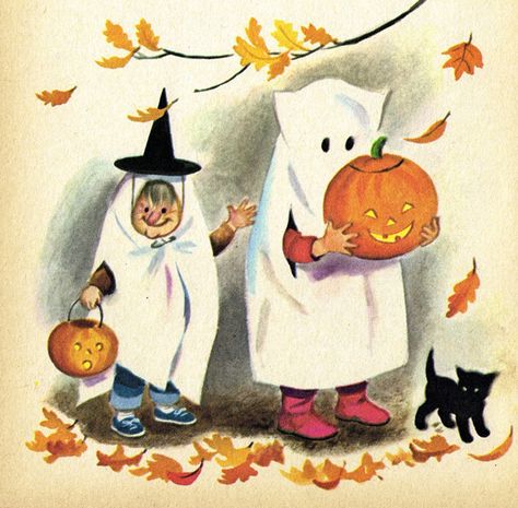 Vintage Halloween Cards, Vintage Halloween Images, Trick Or Treaters, Halloween Illustration, Halloween Images, Art Halloween, Halloween Photos, Fall Halloween Decor, Trick Or Treater